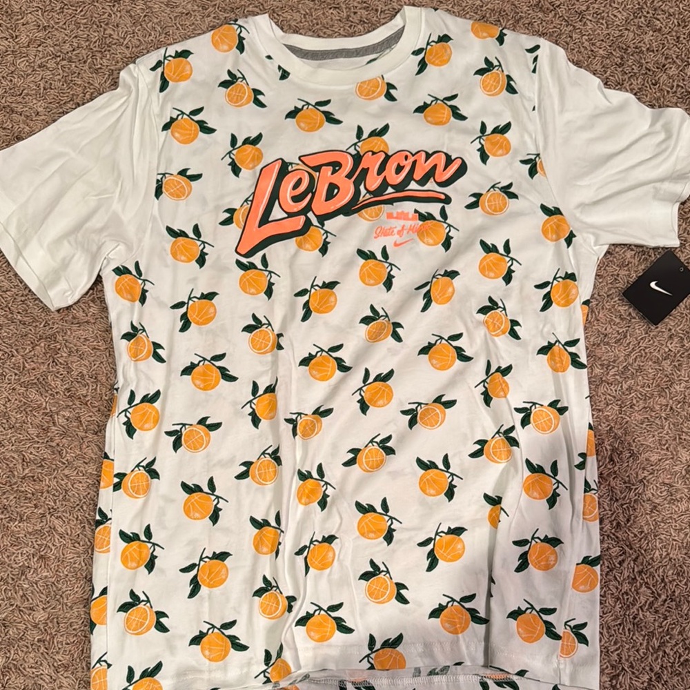 Nike LeBron White T-Shirt with Orange Print